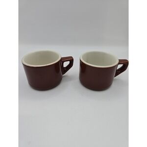 Pair Of  ACF Vintage Italian 2oz Brown Espresso Demitasse Cups No Saucers 2x2.5"